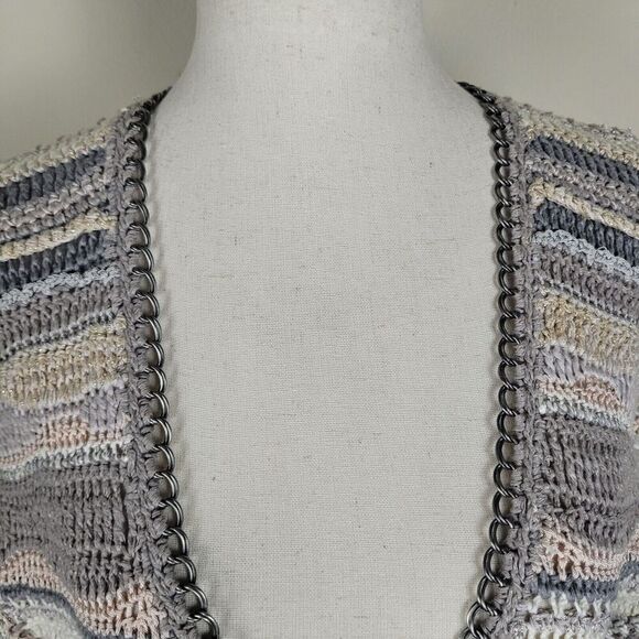 Leifsdottir Anthropologie Sweater Womens XS Hand Knit Neutrals Stripes Chains - Picture 5 of 8